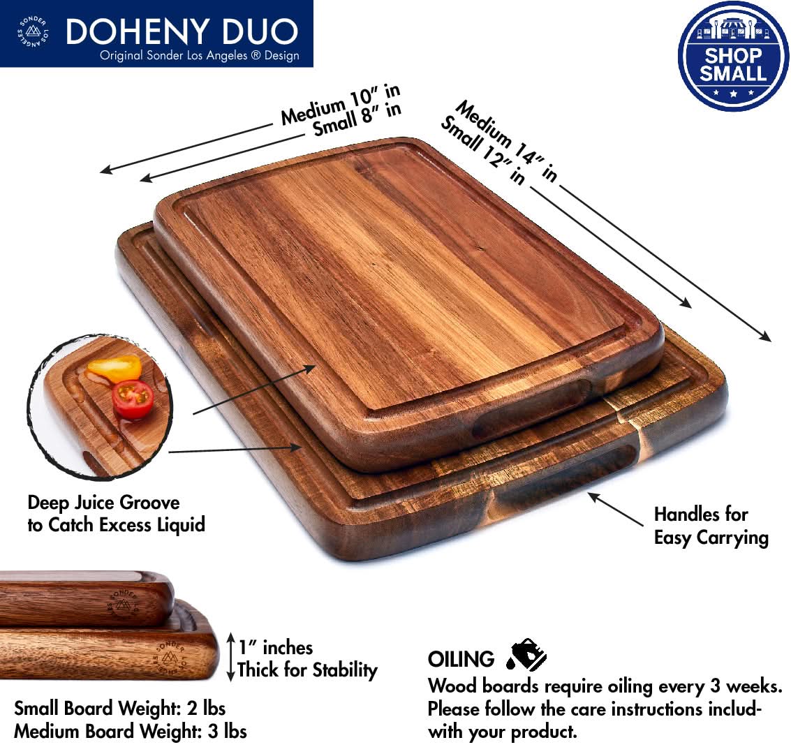 Sonder LA Doheny Duo Cutting Board features a juice groove for both Small & Medium Board.