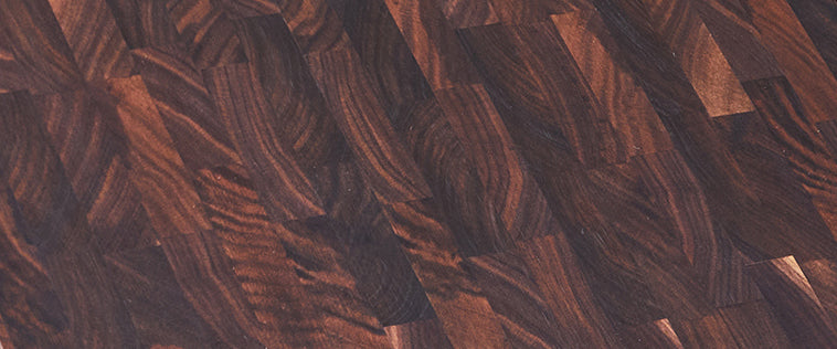 Close-up of end-grain american black walnut cutting board.