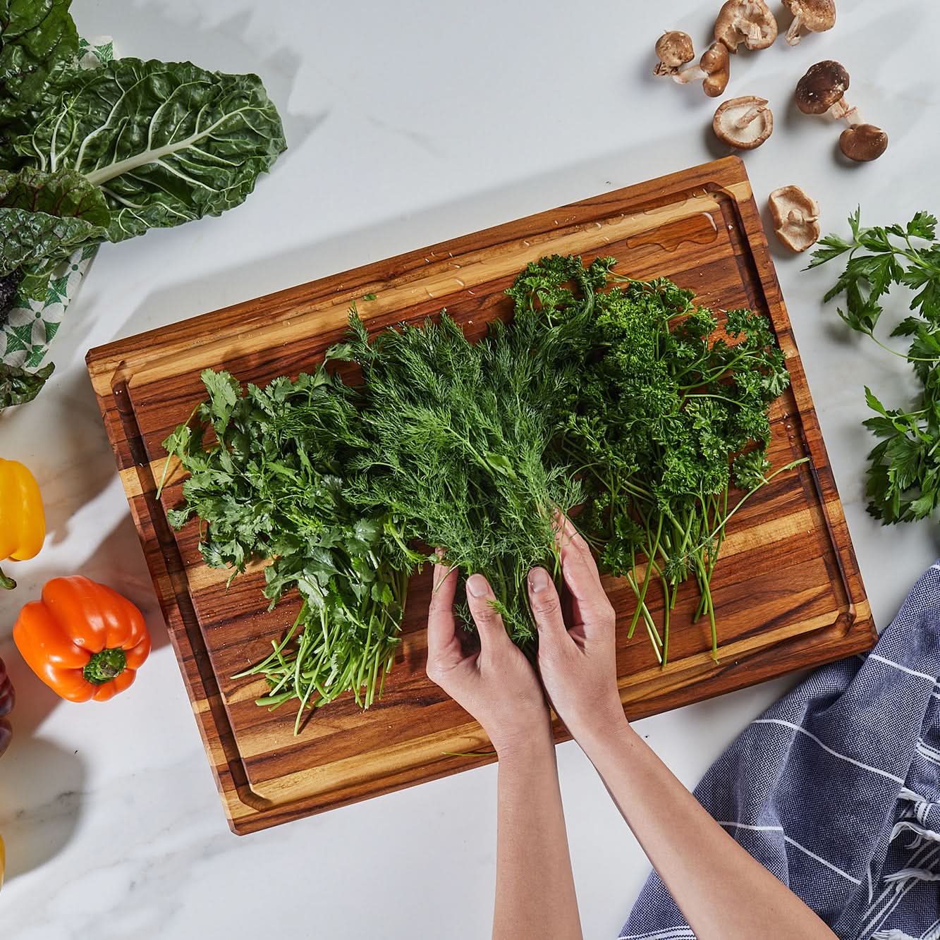 Sonder Los Angeles Bradbury Extra Large 20 x 15 Teak Wood Cutting Board with Juice Grove