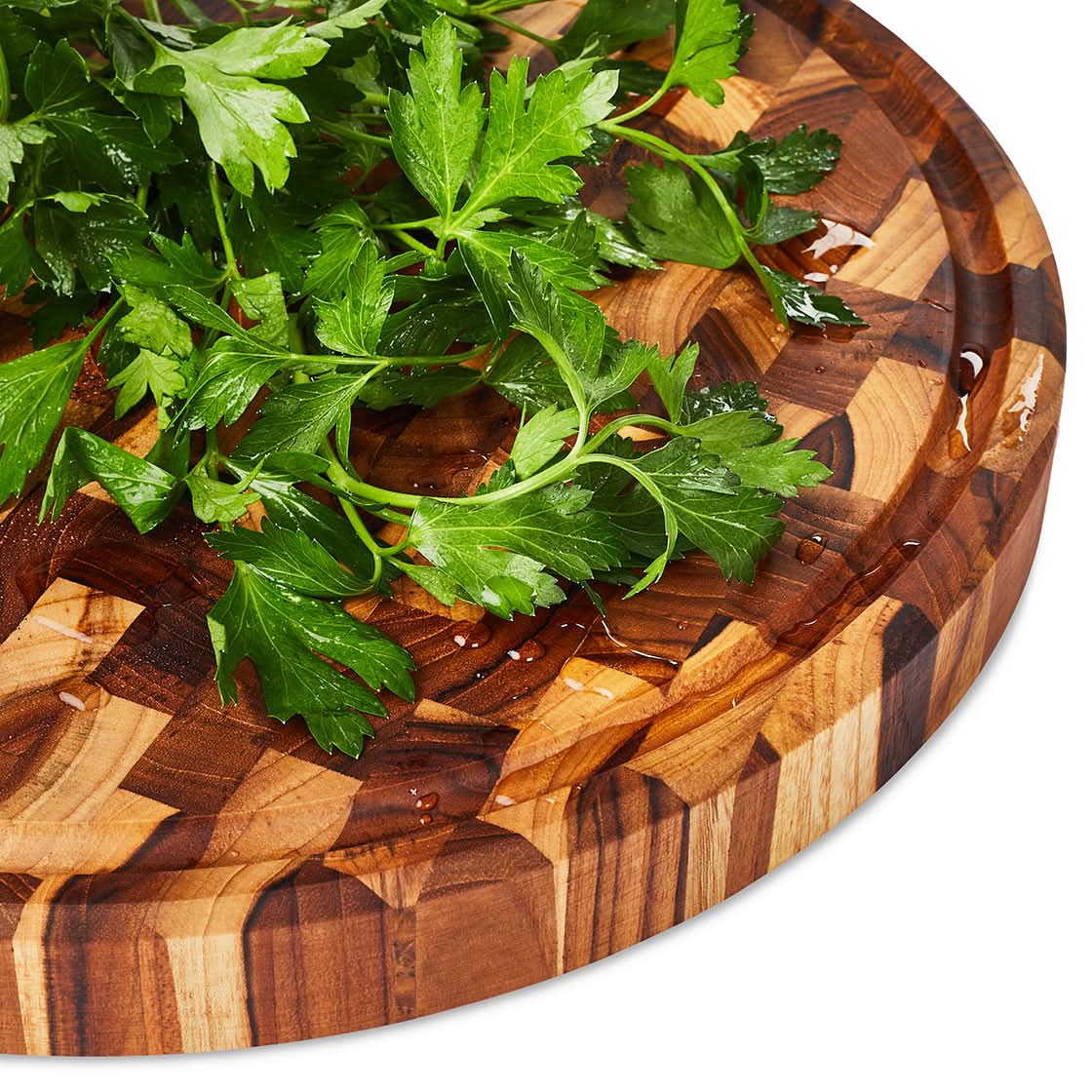 Sonder Los Angeles Vincent End Grain Teak Wood Cutting Board with Deep Juice Groves