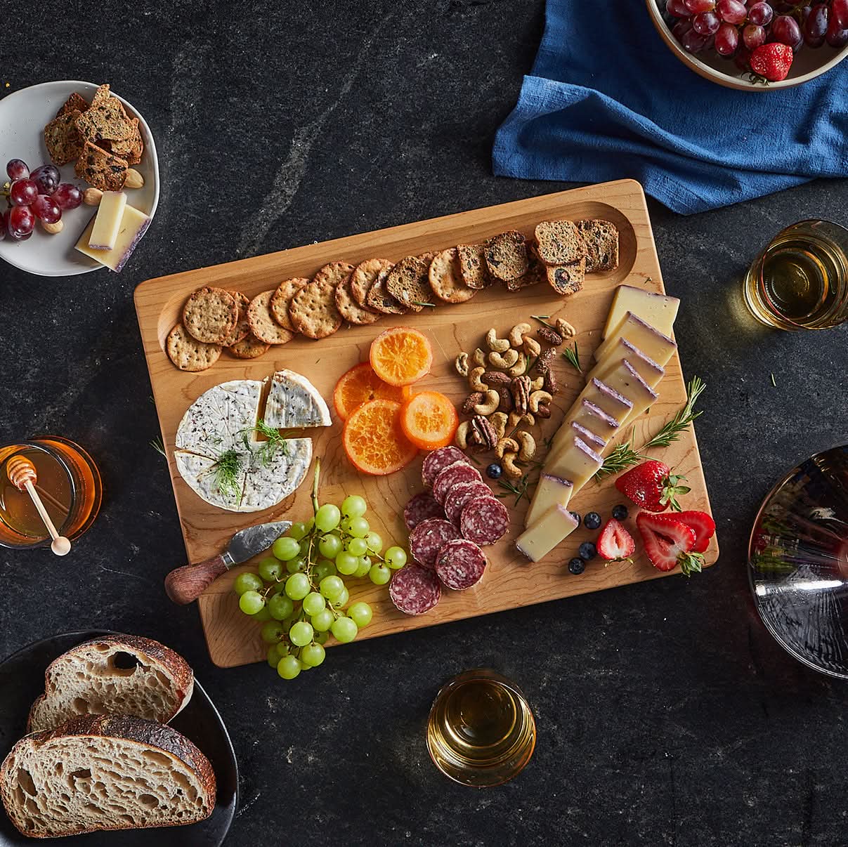 Made in USA Winsome Maple Wood Charcuterie Board with Built-in Cracker Well by Sonder Los Angeles