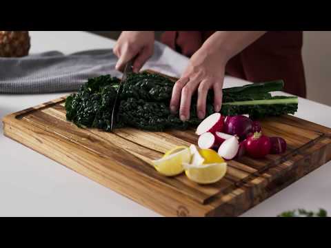 Laurel Teak Wood Cutting Board by Sonder Los Angeles, reversible, multipurpose, multifunctional, with built-in juice groove, inner handles to easily lift