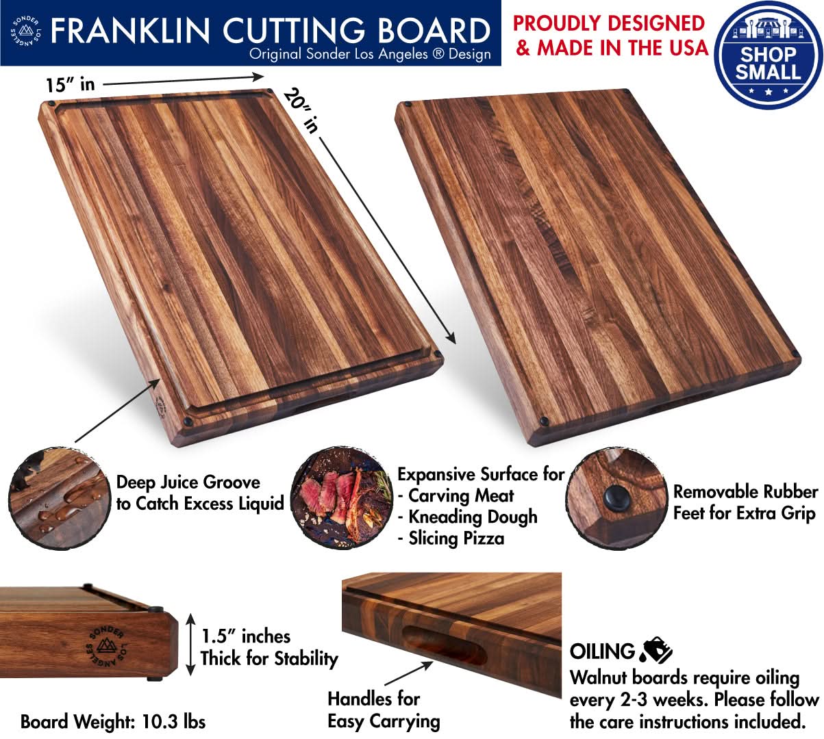 Franklin | Black Walnut Cutting Board | Sonder LA