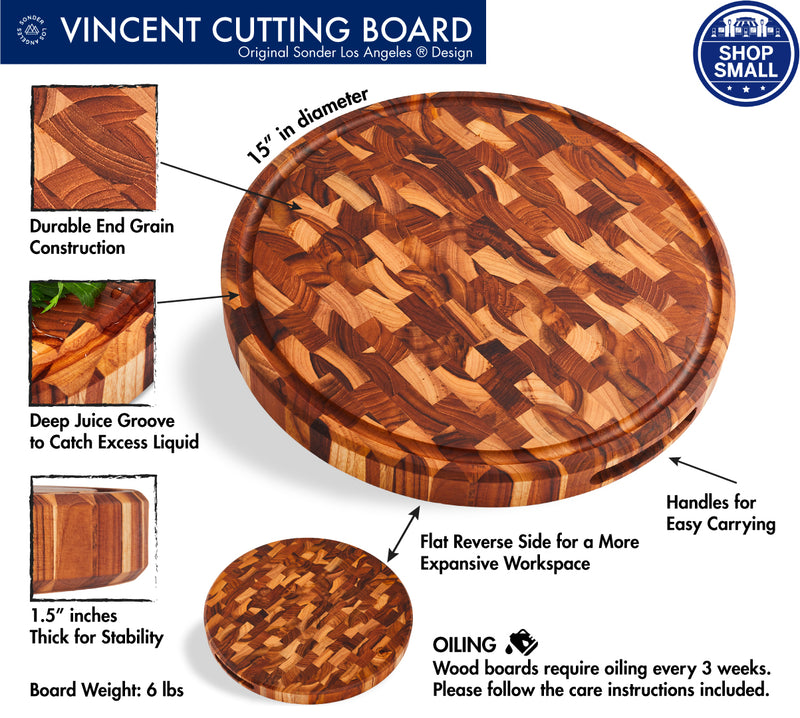 Sonder LA Vincent Cutting Board features a deep juice groove.