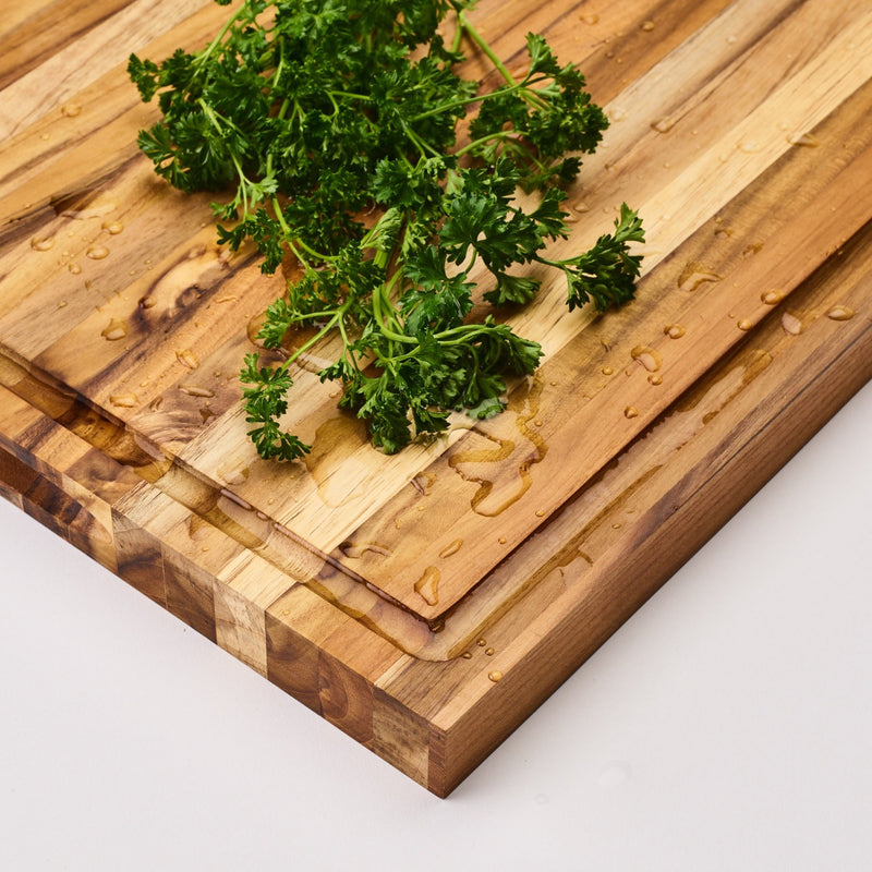 Sonder LA edge grain Teak wood cutting board with juice groove