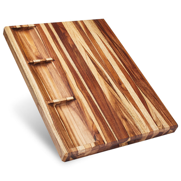 Extra Large Wood Cutting Board 18x12 inch - Butcher Block with Juice Groove, Serving Tray - Wooden Chopping Board for Kitchen | BlauKe