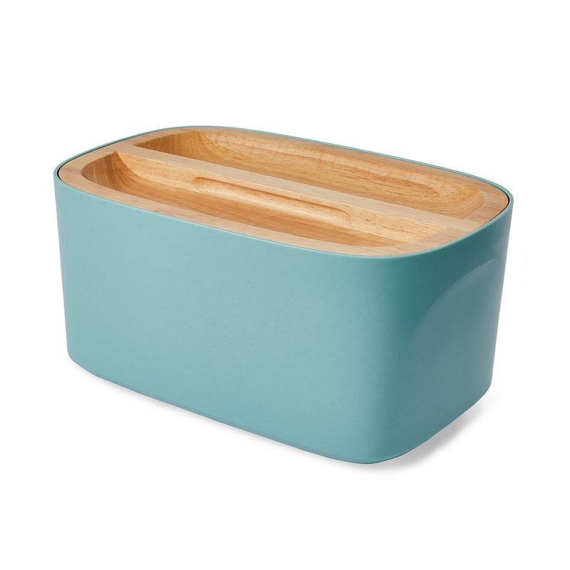Sonder Los Angeles Sea Mist (green blue) Modern Union Bread Box for Countertop with Wood Lid 