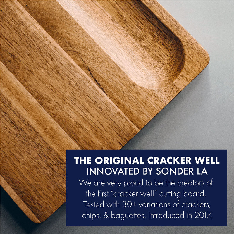  Sonder Los Angeles, Thick Sustainable Acacia Wood Cutting Board  for Kitchen with Juice Groove, Sorting Compartment, Charcuterie 16x12x1.5  in (Gift Box Included): Home & Kitchen